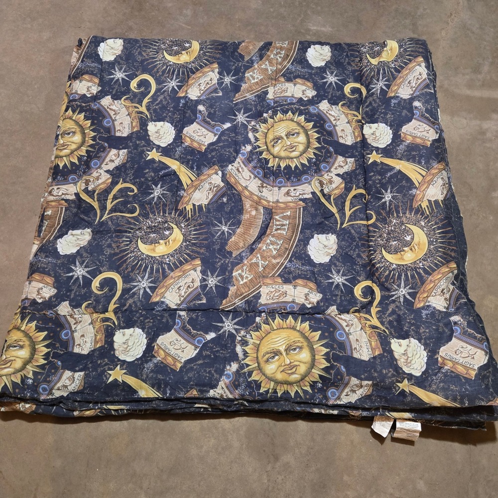 Vintage 90s Beco Celestial Queen Comforter Sun Moon Zodiac Stars Whimsigoth